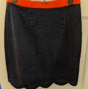 Navy blue, orange trim skirt